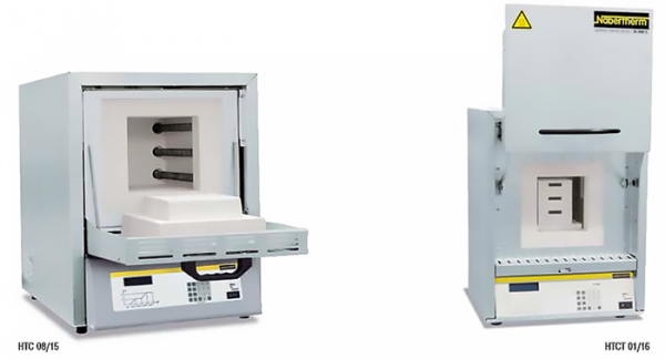 Aukštos temperatūros krosnelės su SiC kaitinimo elementais. Temperatūra: 1550°C. Kameros talpa: 16-450. Krosnelė statoma ant grindų.